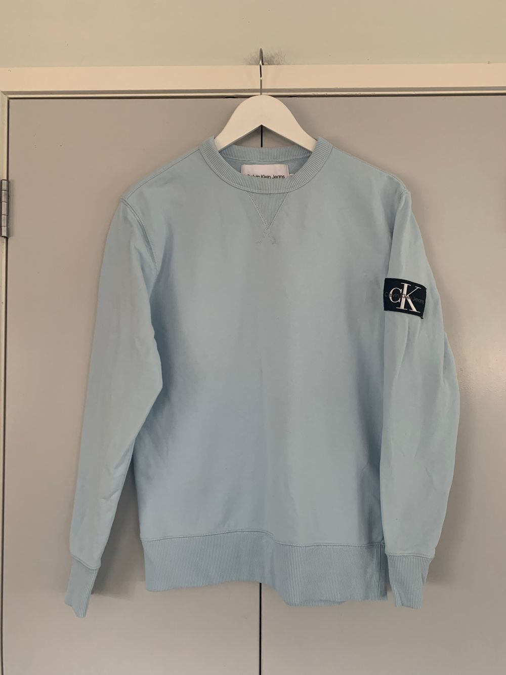 Calvin Klein Cotton baby Blue Sweatshirt crew neck casual M/10 classic sportswear