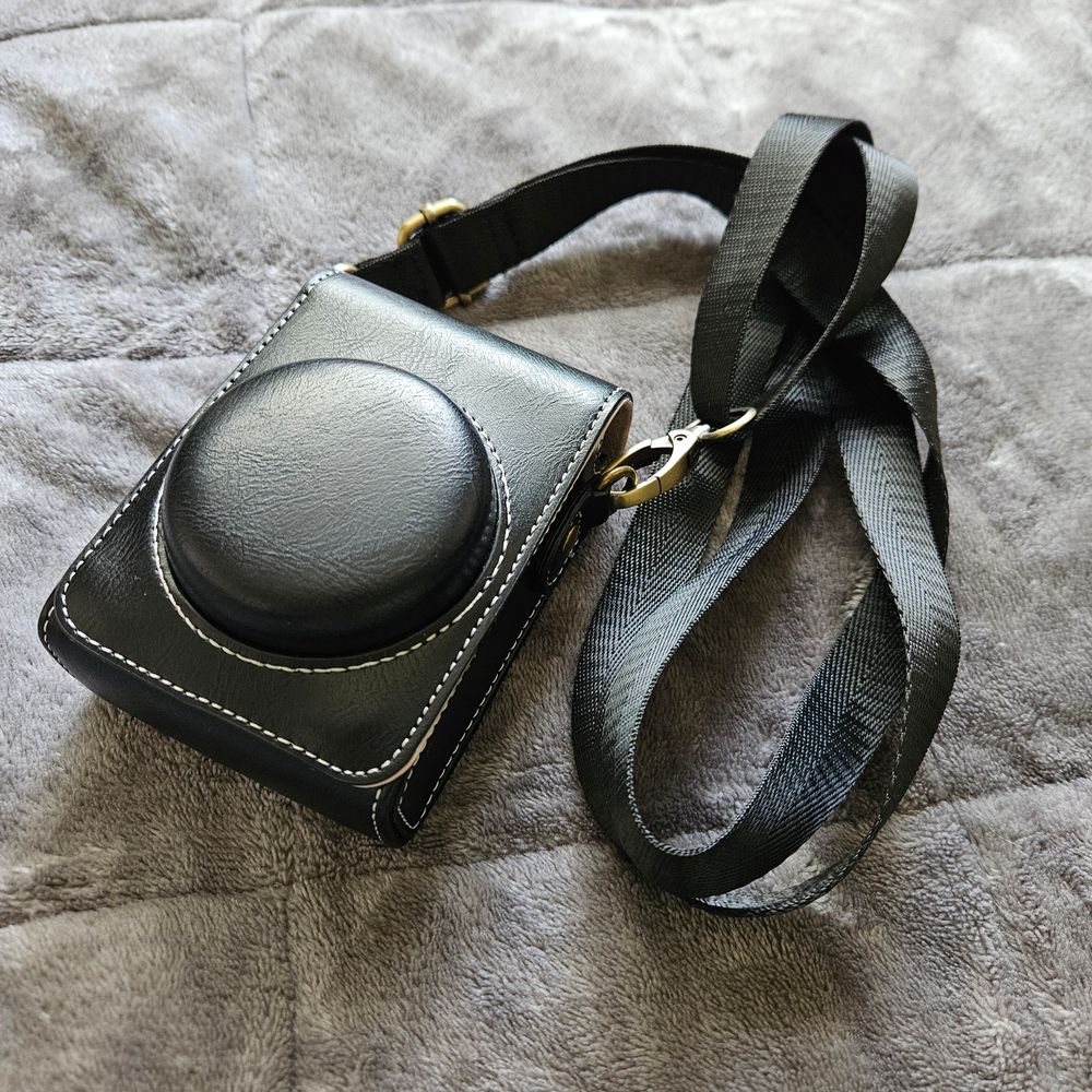 Faux Leather Camera Bag Digicam (BLACK)