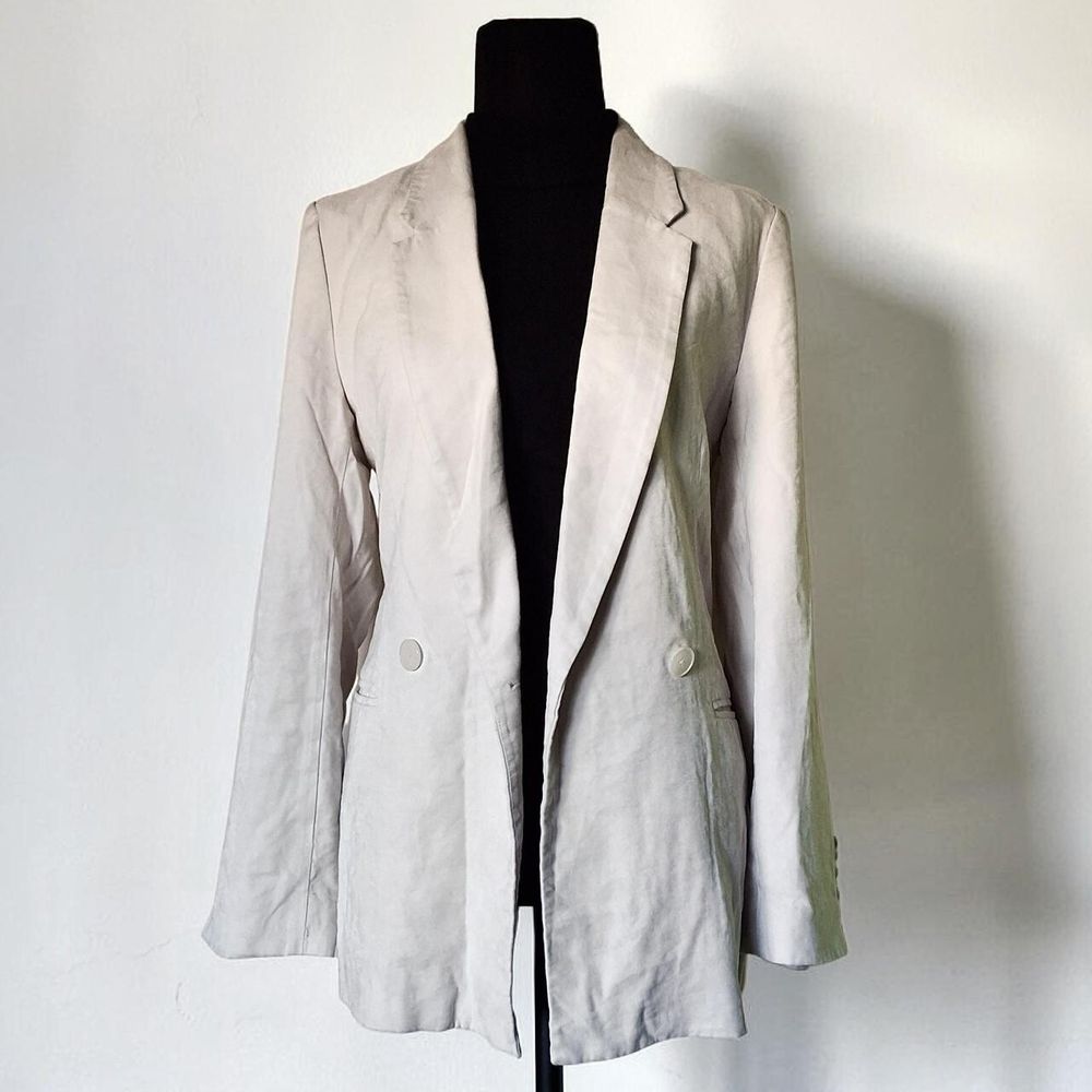 Office Siren Y2K Formal Loose-Fit Work Workwear Blazer Coat Suit Button-up Jacket (OFF-WHITE)