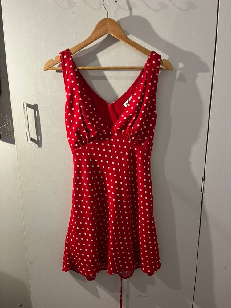 princess polly red polka dot dress Chara Mini perfect dress cut in leggy length and meant to show off your shoulders and back. Polka Dot Outfit Ideas: Princess
