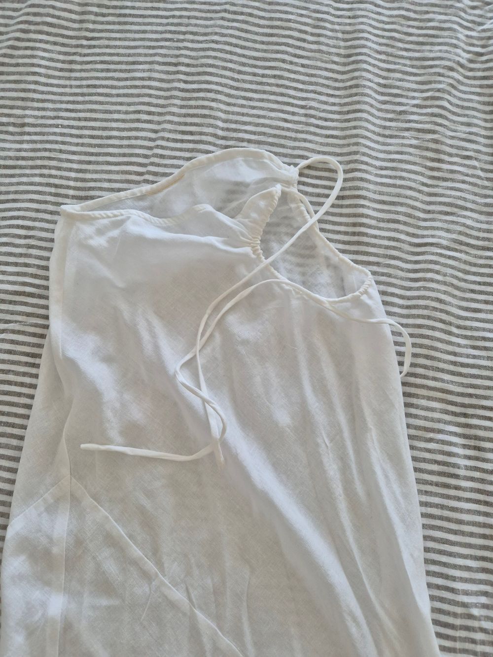 Riel white linen curve skirt
