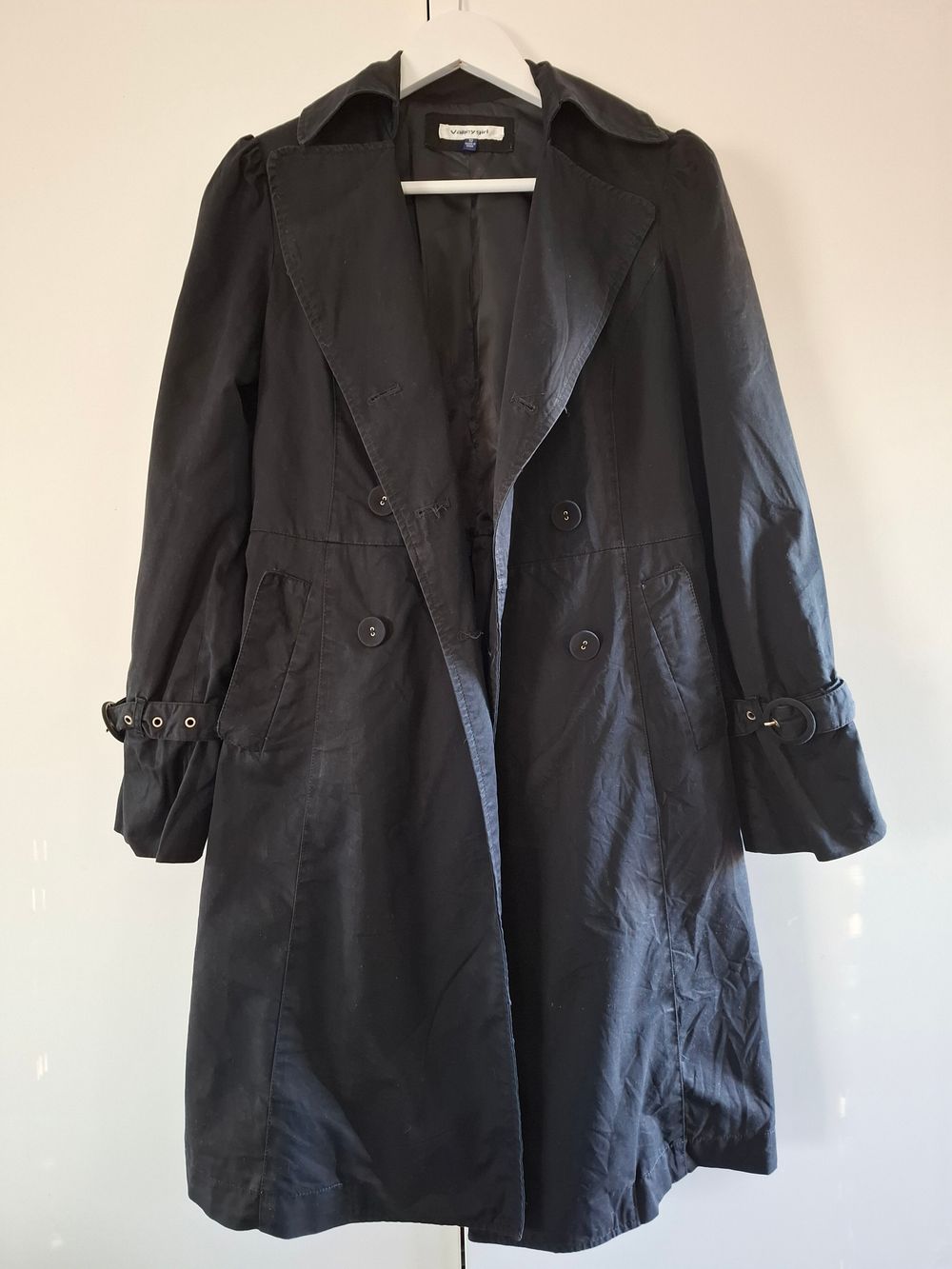 Valley Girl Black Trench Coat Size 10
