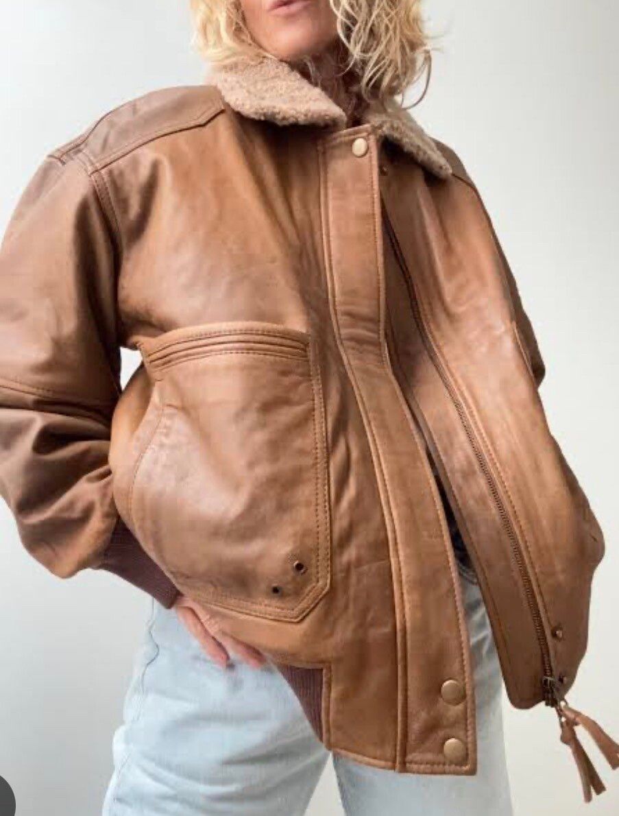Trussardi Brown Leather Bomber Jacket