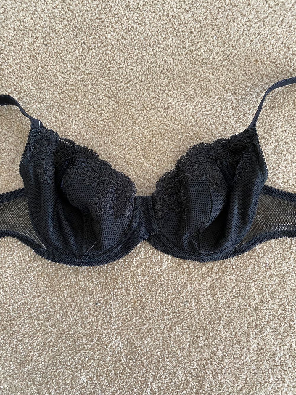 Black Soft-cup Lacey Bra - 14D
