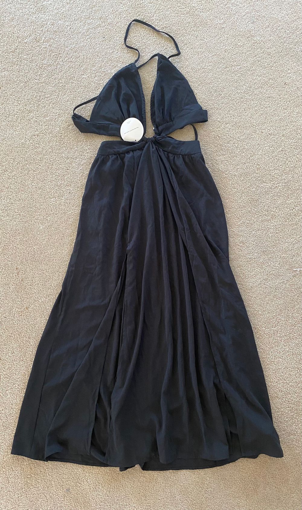 (TAGS) Shein Black Maxi Cut-Out Flowy Dress - L