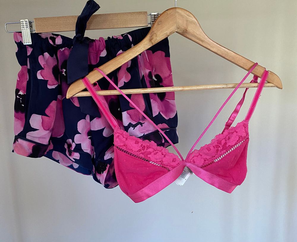 PJ Set - Cotton On Bralette (S), Peter Alexander Shorts (XS)