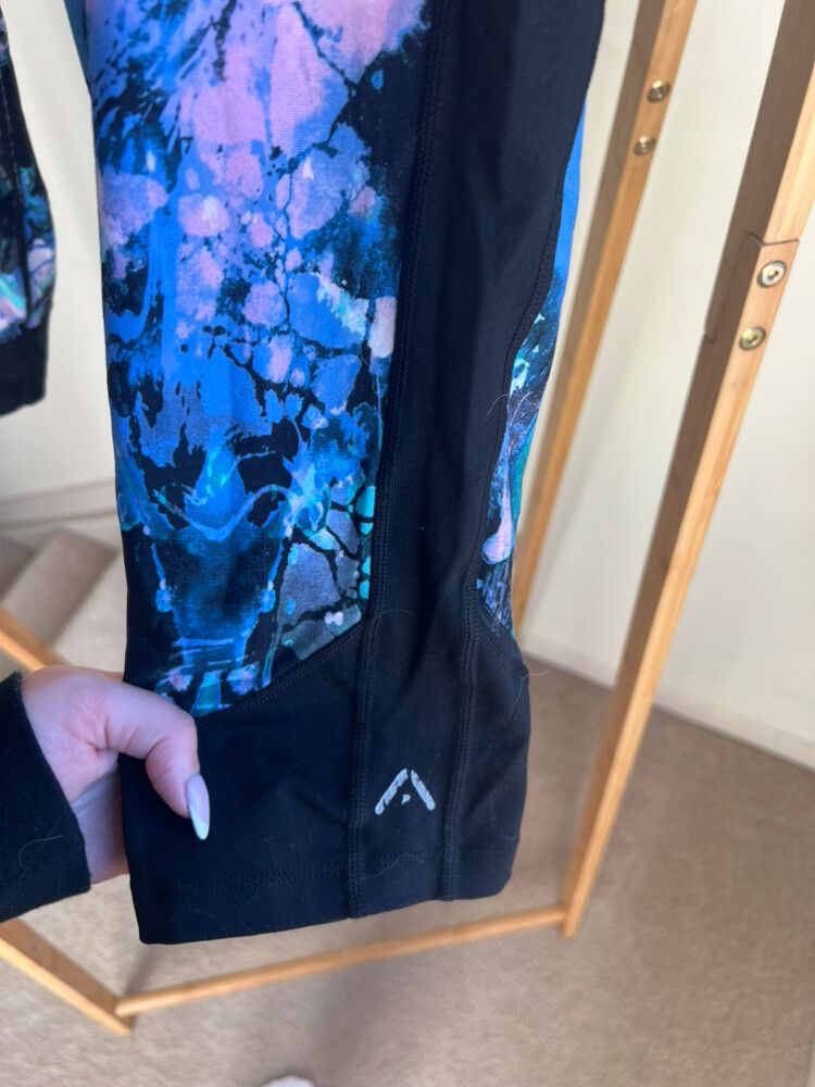 Rockwear Black Blue Floral Print Leggings XL