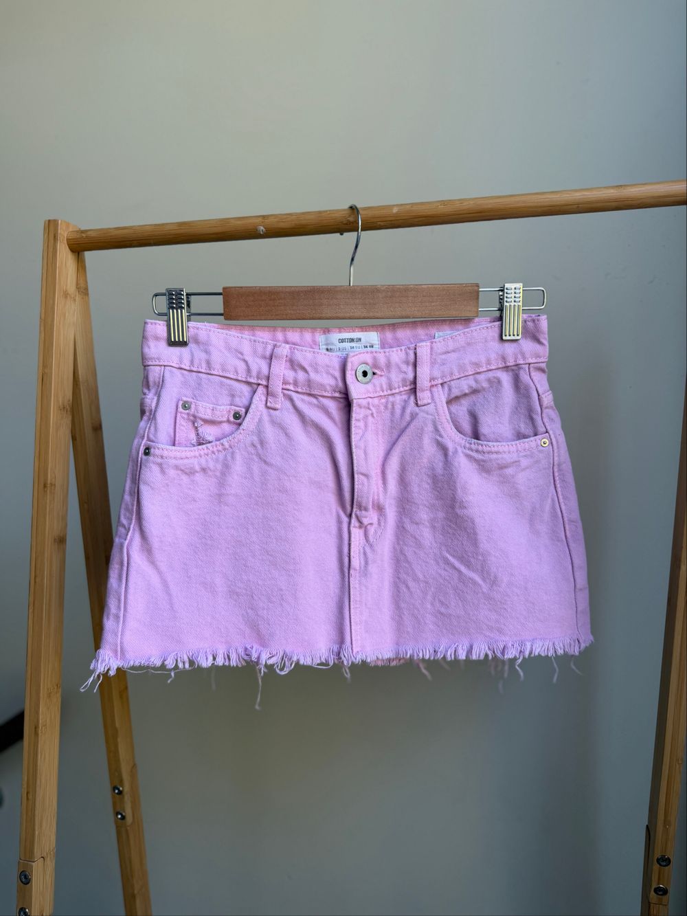 Cotton On Pink Denim Mini Skirt size 6