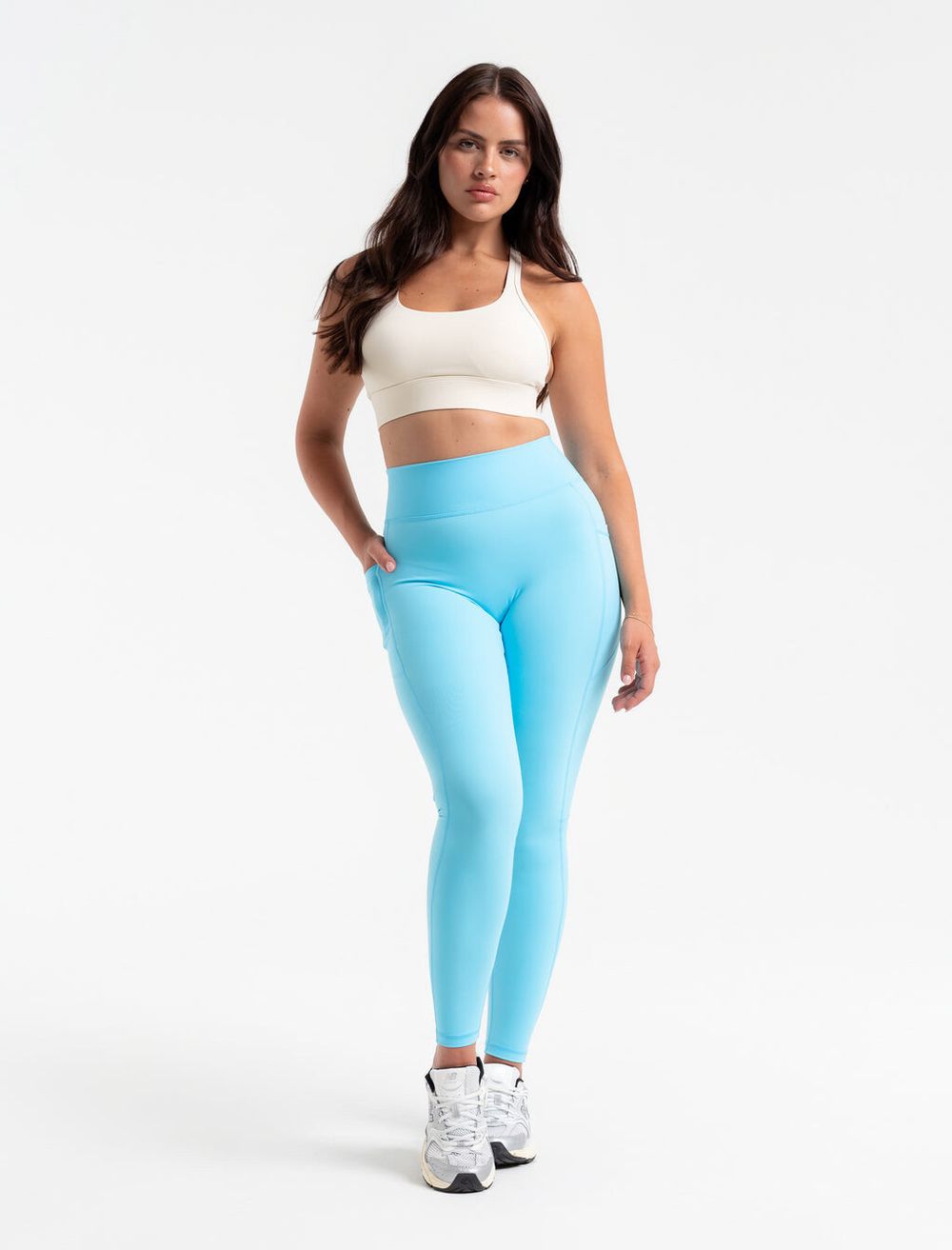 MINT GREEN ECHT Apparel high-waisted activewear leggings with side utility pockets.