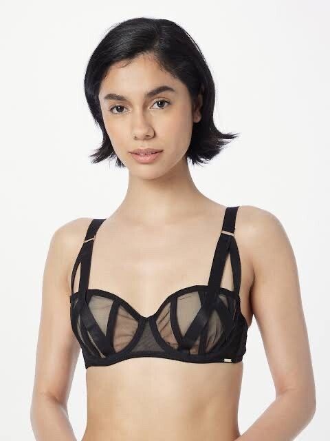Bluebella Black Mesh Strappy Bra