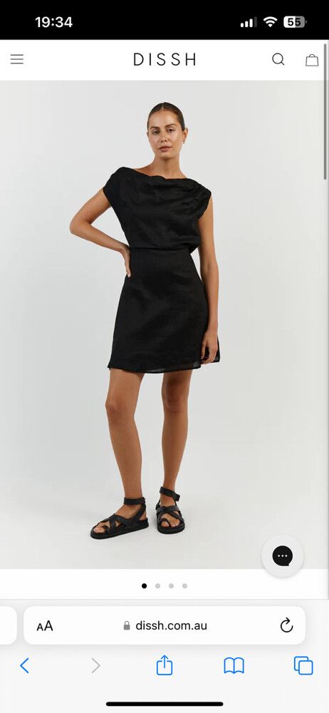 DISSH - CASS BLACK ASYM LINEN MINI DRESS on Designer Wardrobe