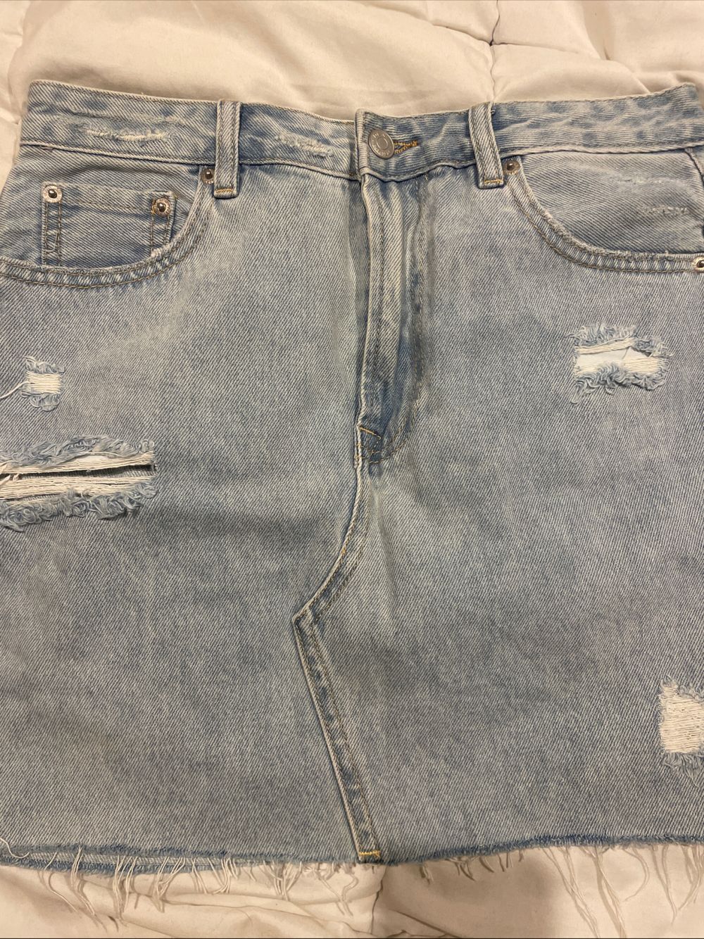 Blue Distressed Denim Shorts Glassons