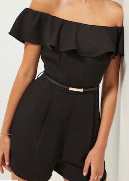 Black Of The Shoulder Playsuit