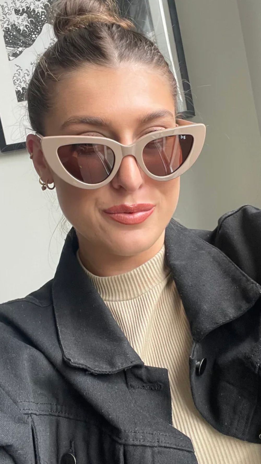 Bored George Beige Cat Eye Sunglasses NEW