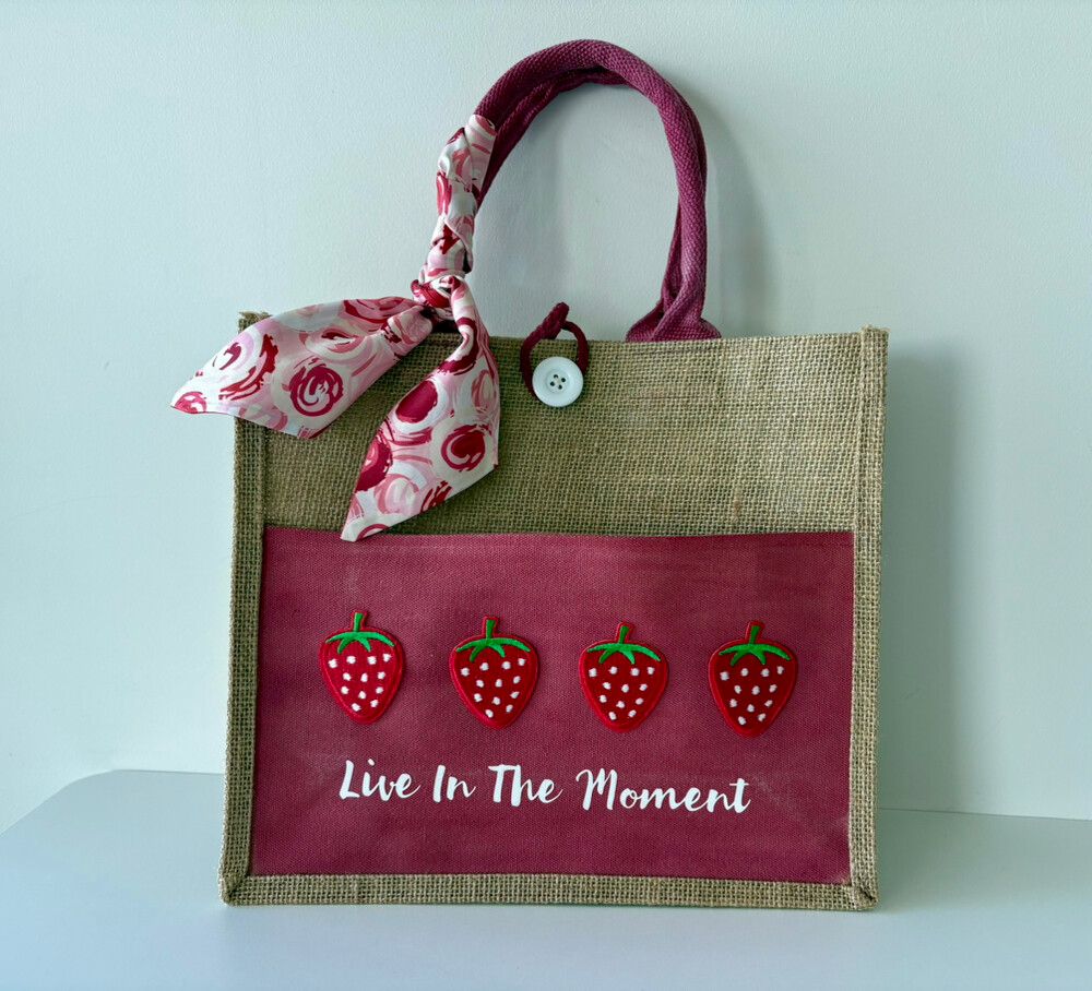 Jute Tote Bag Strawberry