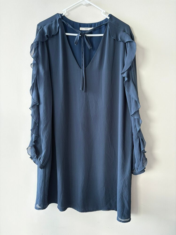 Ruby Blue Ruffle Sleeve Dress