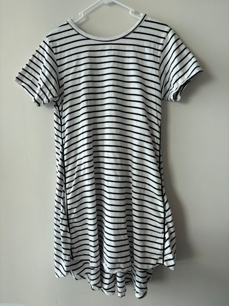 Moochi White Striped Midi Cotton Dress
