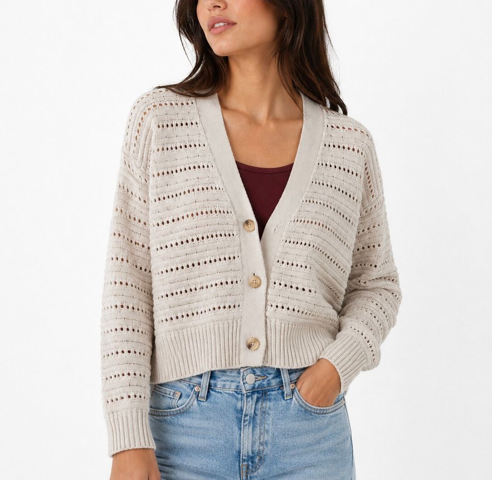 Decjuba Cream 100% Cotton Cardigan