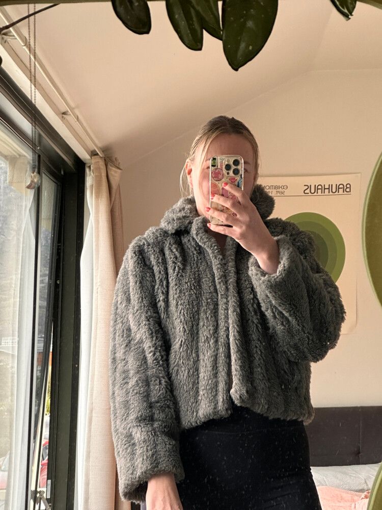 Grey Faux Fur Jacket