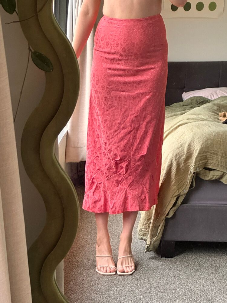 Vintage NZ Made Pink Floral Detailed Skirt