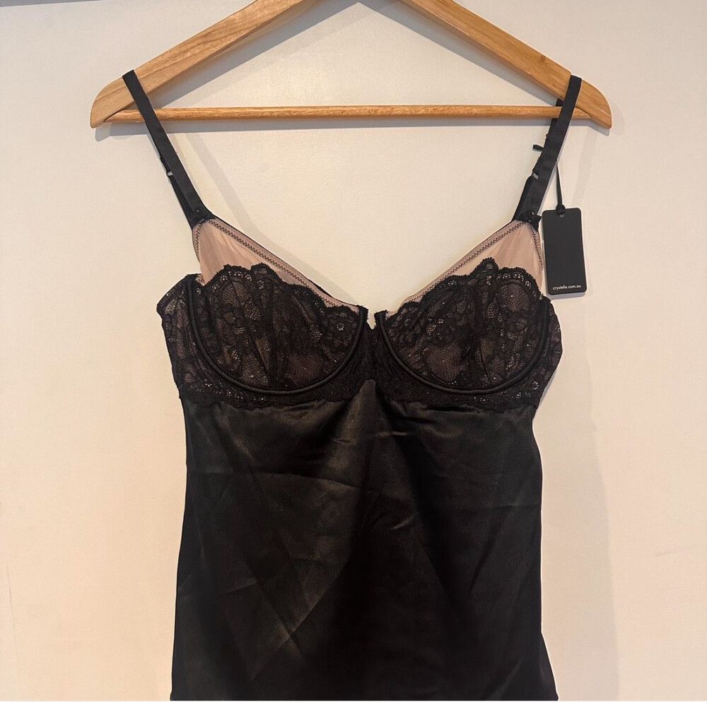 Brand New Black Lace Trim Cami 10DD