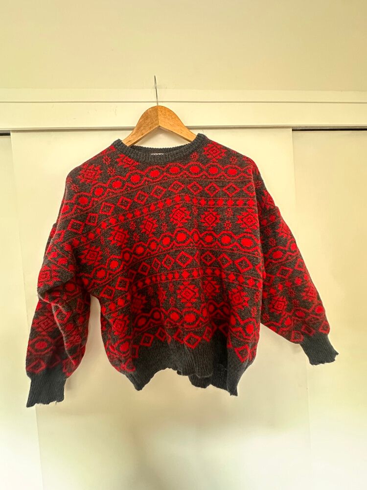Midlands Red Grey Knit Jumper