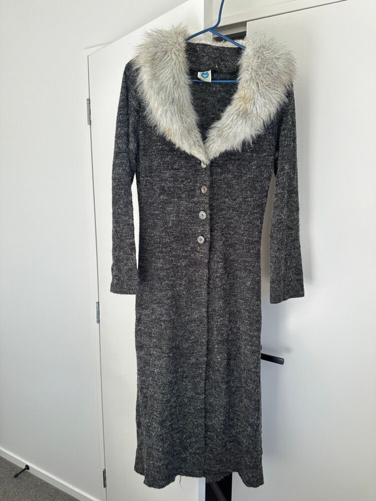 Pure Angora Grey Collar Cardigan