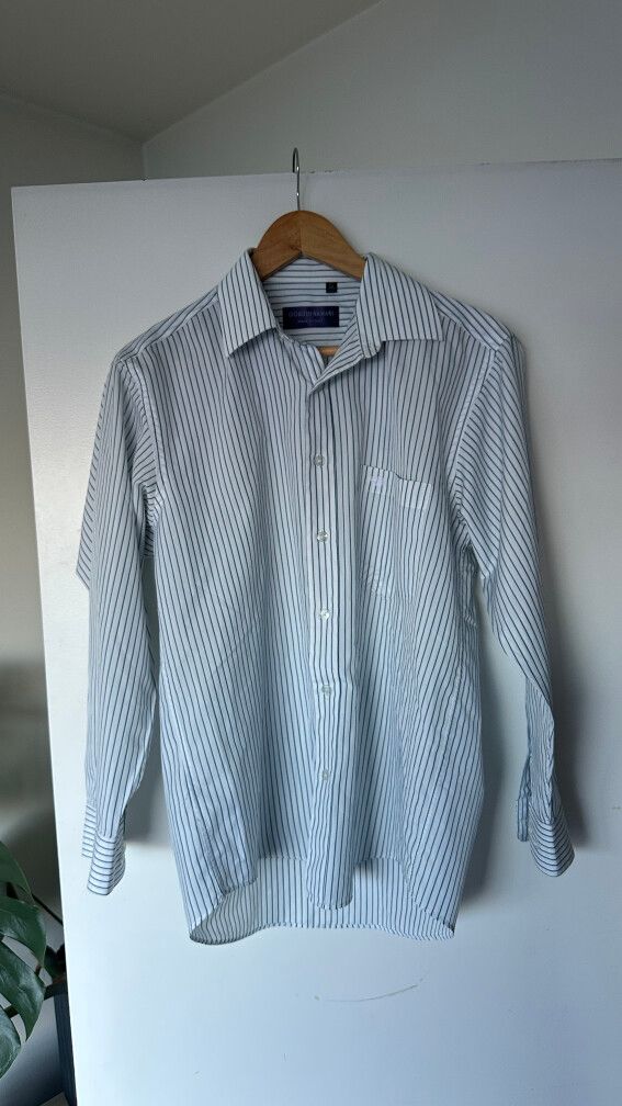 Giorgio Armani White and Blue Striped Shirt