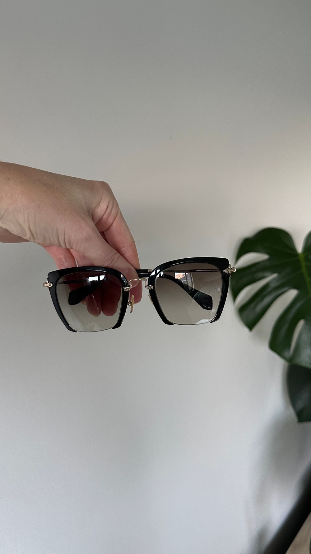 Authentic Miu Miu Black And Gold Sunglasses