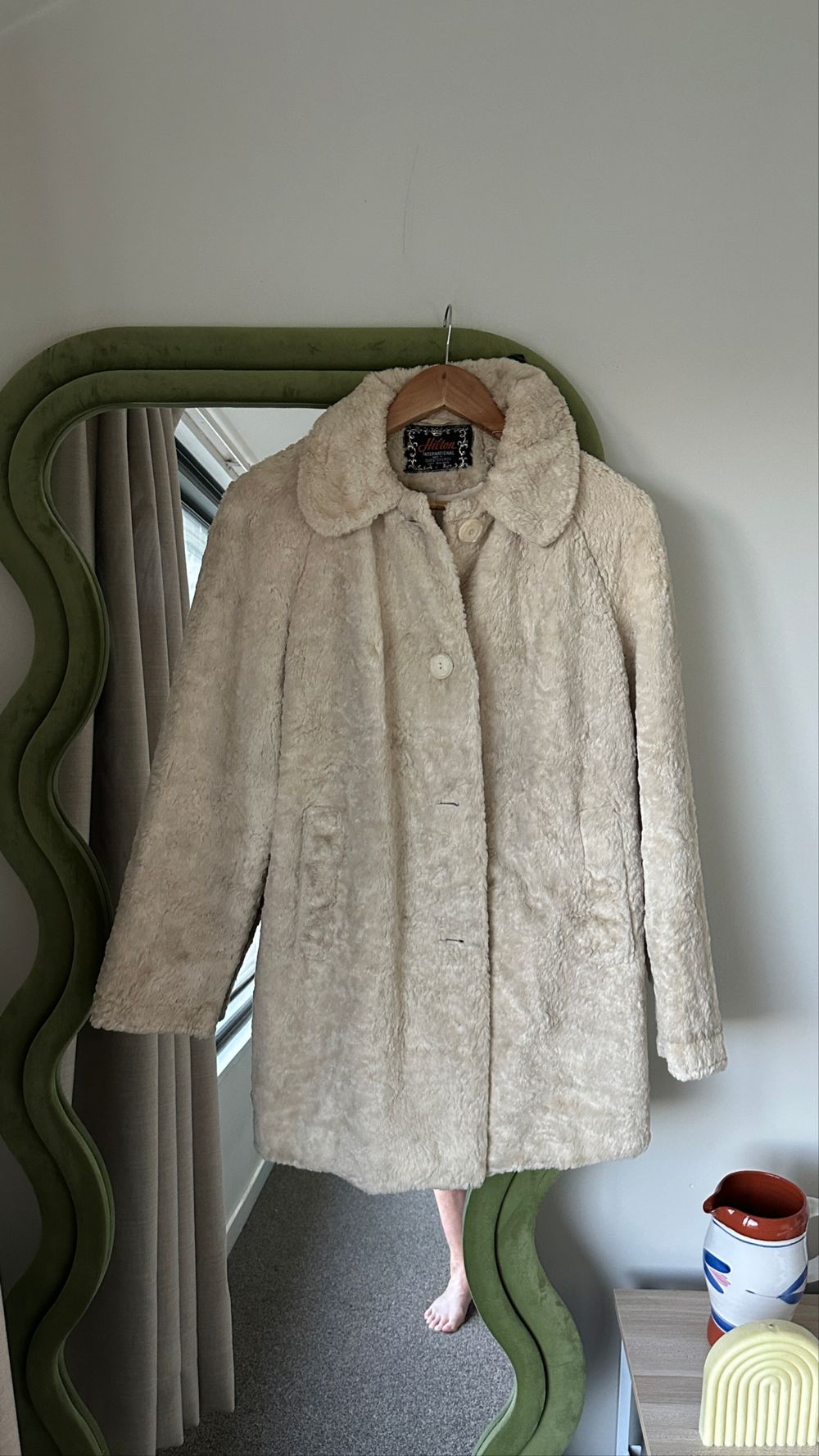 Vintage Beige Faux Fur Coat