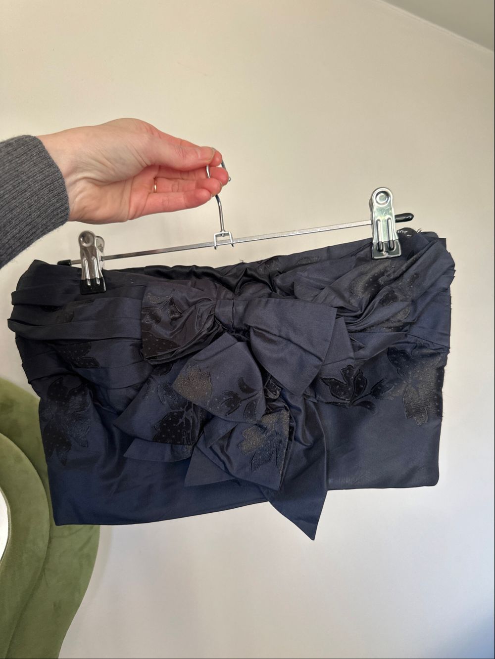 GORGEOUS Silk Christian Dior Black Bow Jacquard Bustier