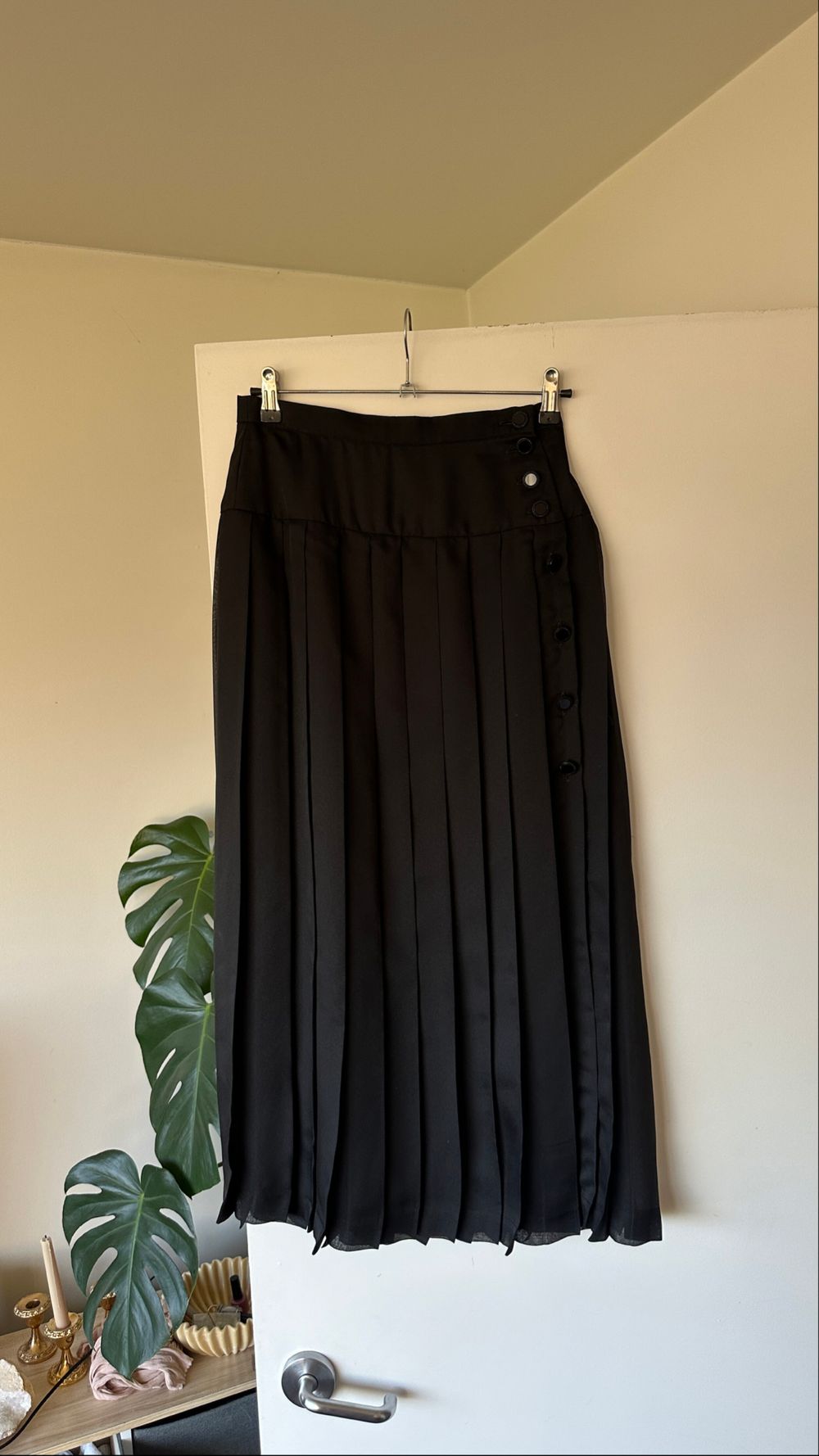 EPIC Sheer Karl Lagerfeld Black Pleated Midi Skirt