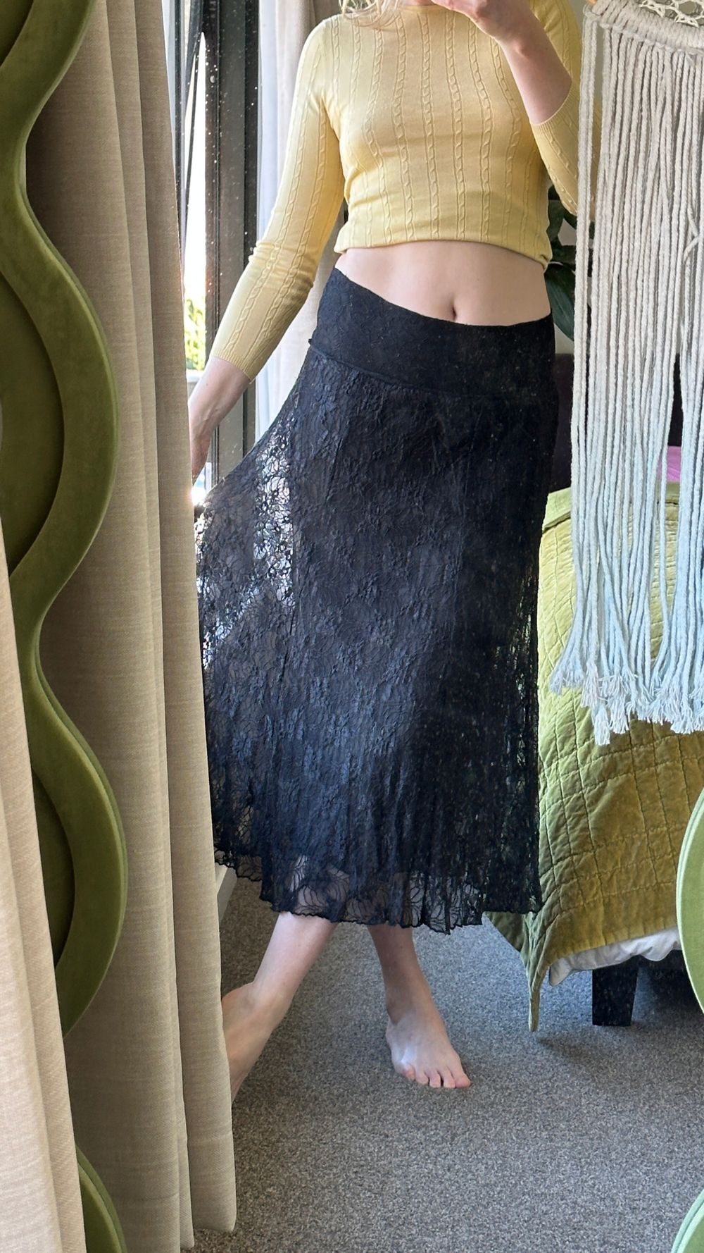 Blasé Black Lace Midi Skirt