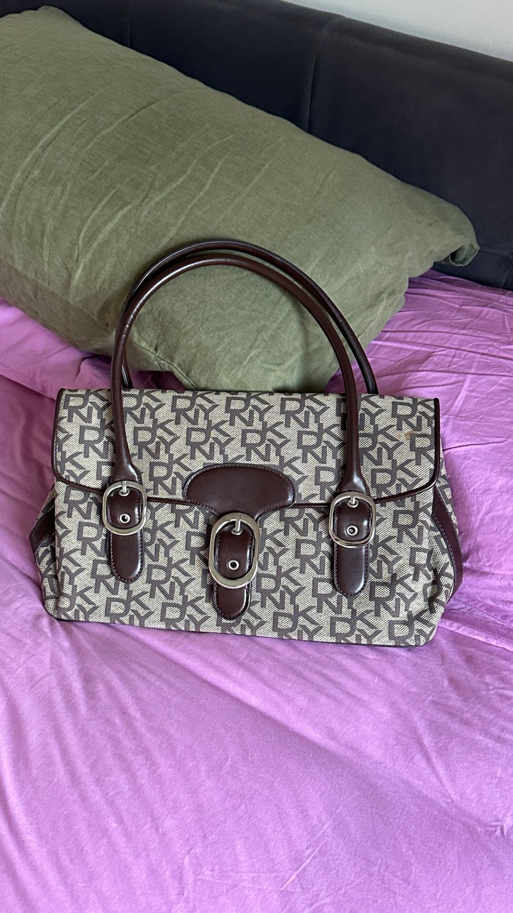 STUNNING Vintage DKNY Beige Monogram Handbag