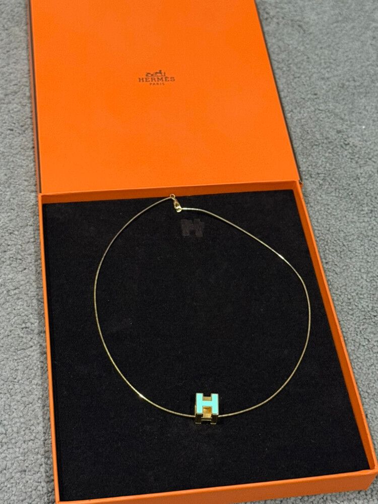 Hermes H necklace Tiffany blue cube