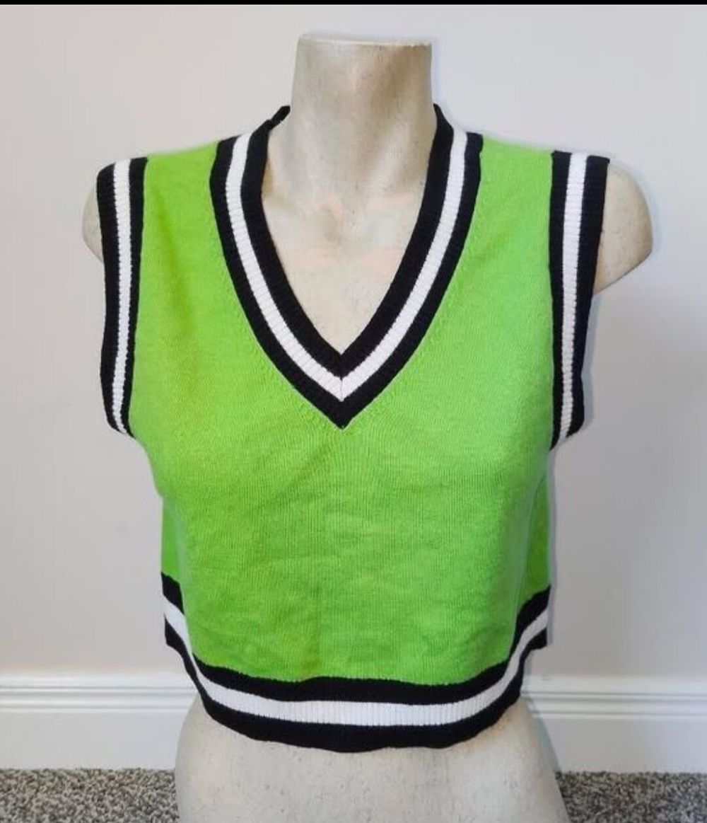 Green V-Neck Knit Vest