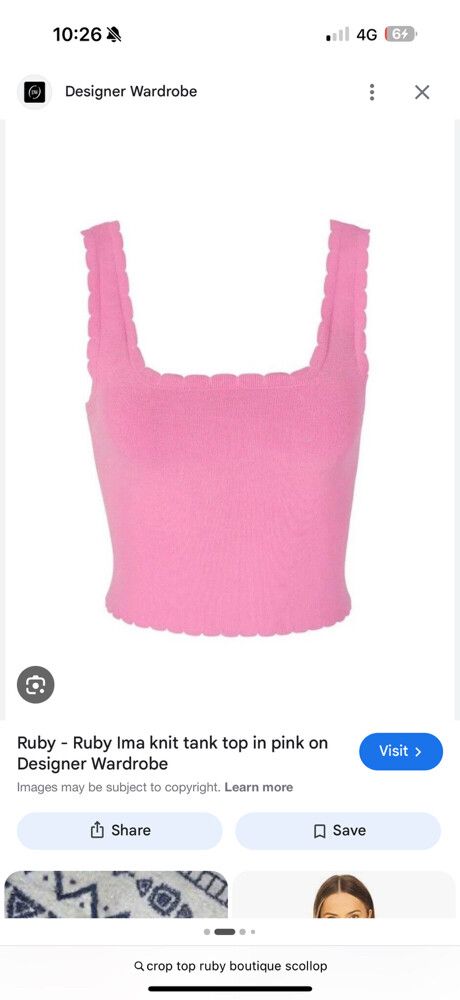 Ruby Brown Scollop Crop Top Size 8