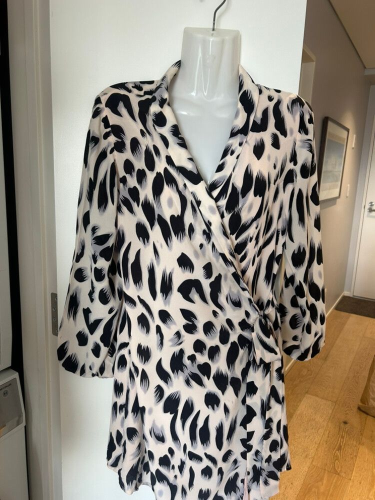 Ruby Black and White Silk  wrap dress