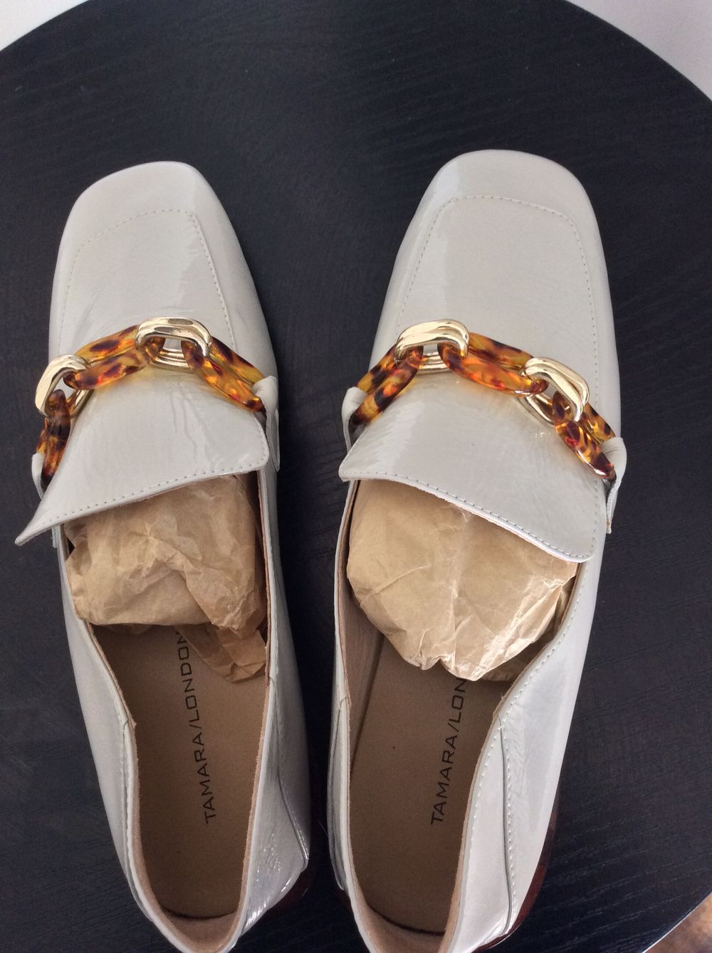 Tamara London Grey Patent Loafers