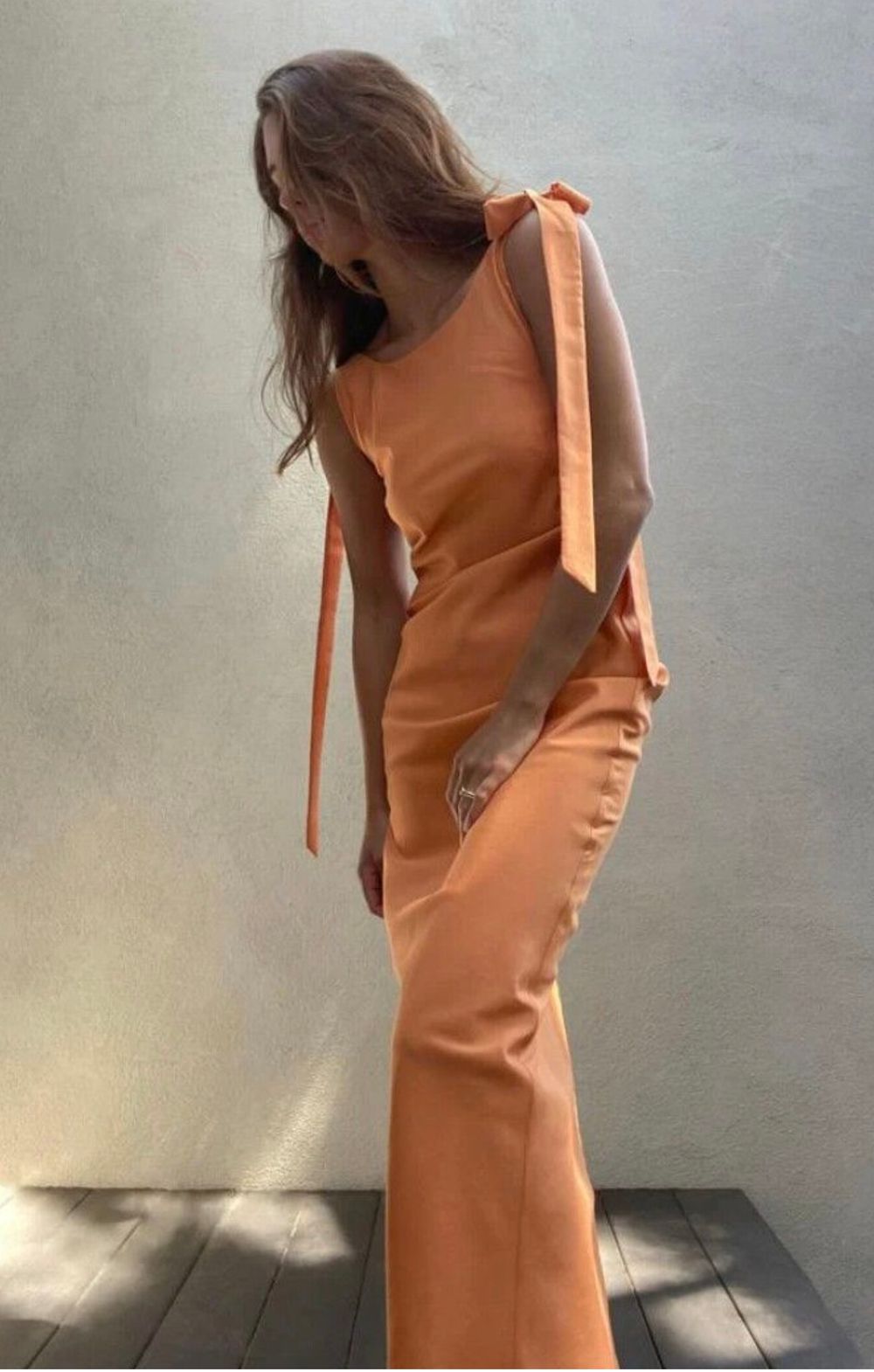 Caitlin Crisp Orange Midi Dress