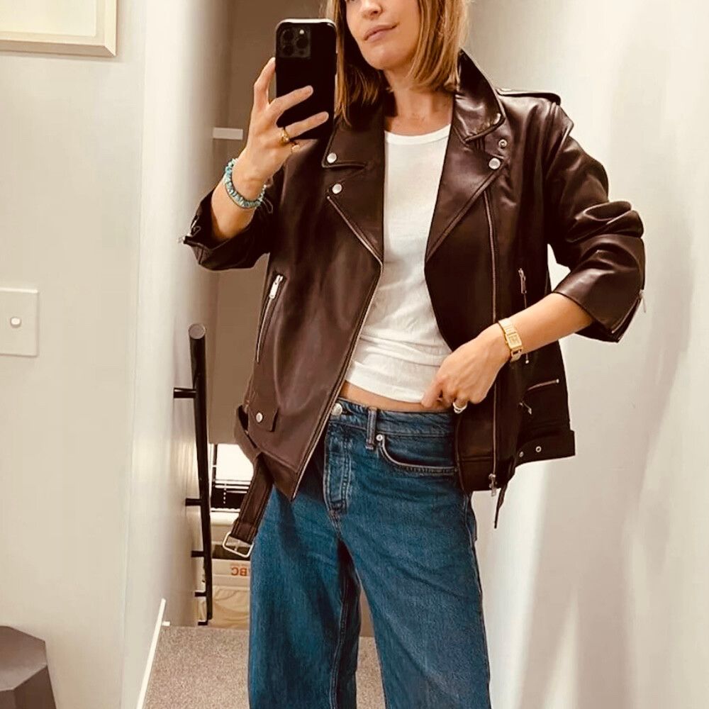 Ena Pelly - Ena Pelly Leather Jacket Size Small S 10 / US 6 Burgundy Biker  Zip New Yorker on Designer Wardrobe