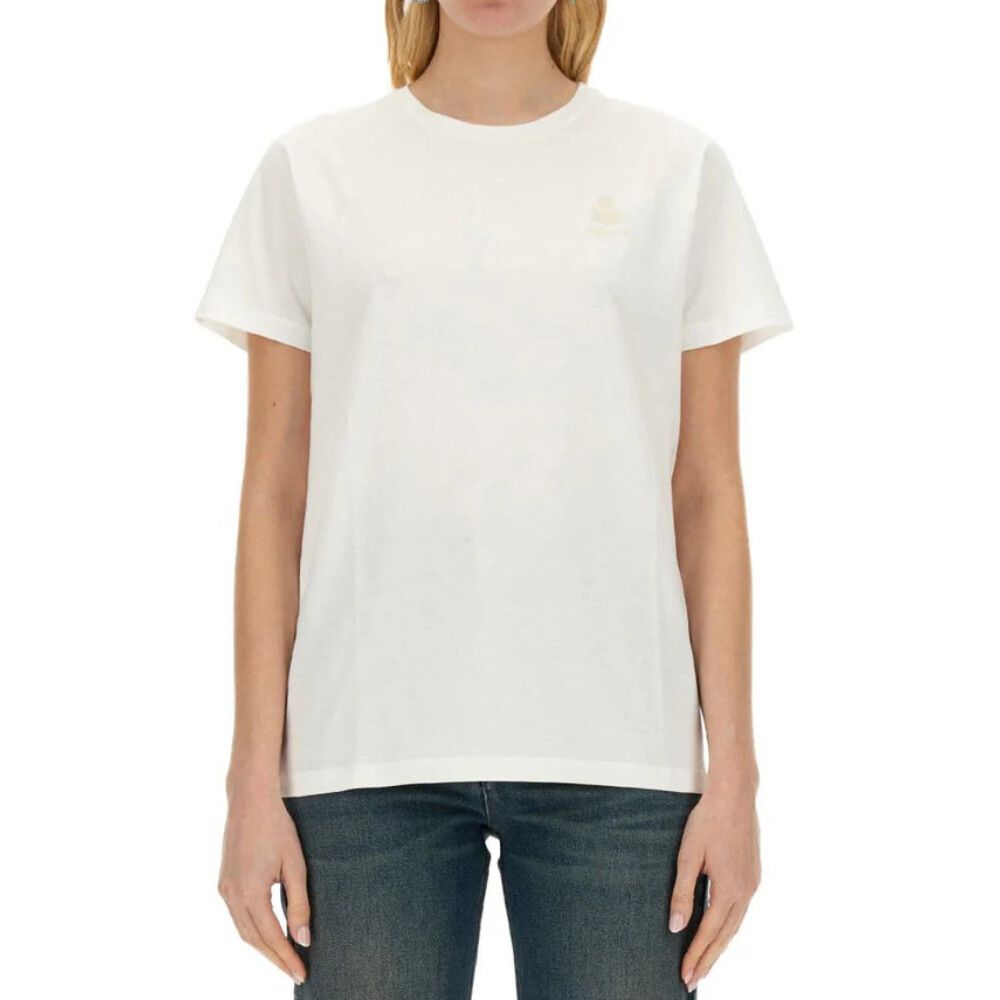 Isabel Marant T-shirt Size Medium M Women White Cotton Short Sleeve Logo