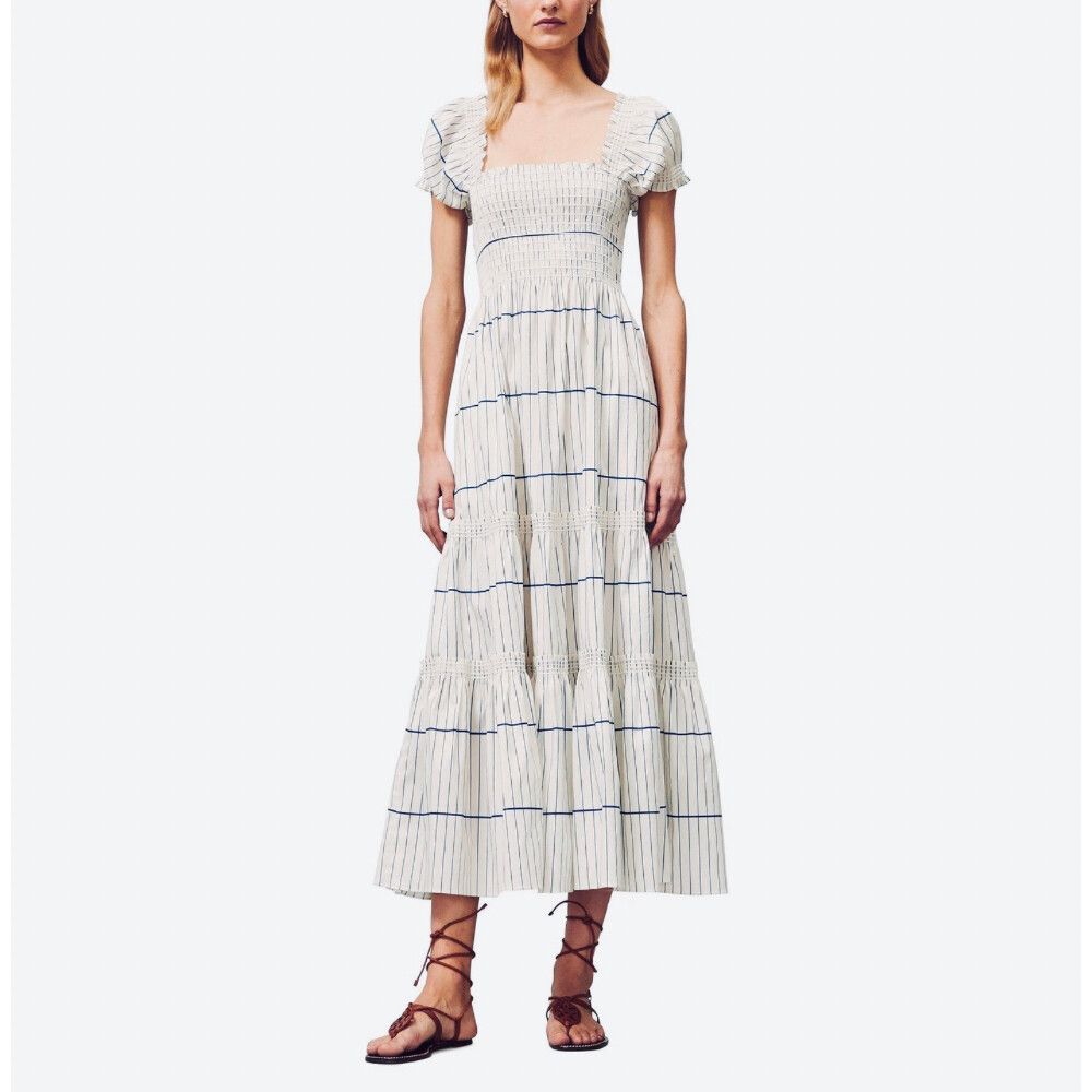 Tory Burch Dress Petite Size 6 XXS / US 2 Striped Smocked bodice Midi Milkmaid