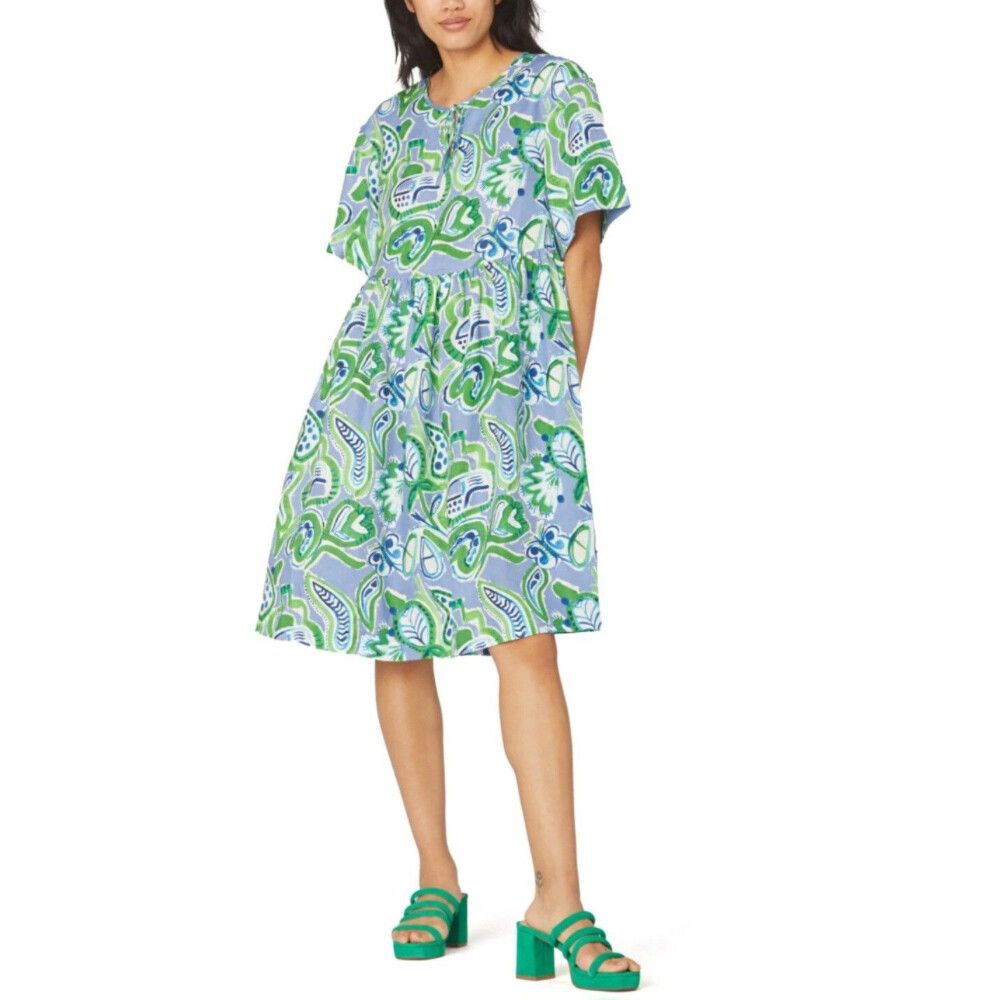 GORMAN Dress Size 10 Small S Linen Super Paisley Print Shift Knee Length