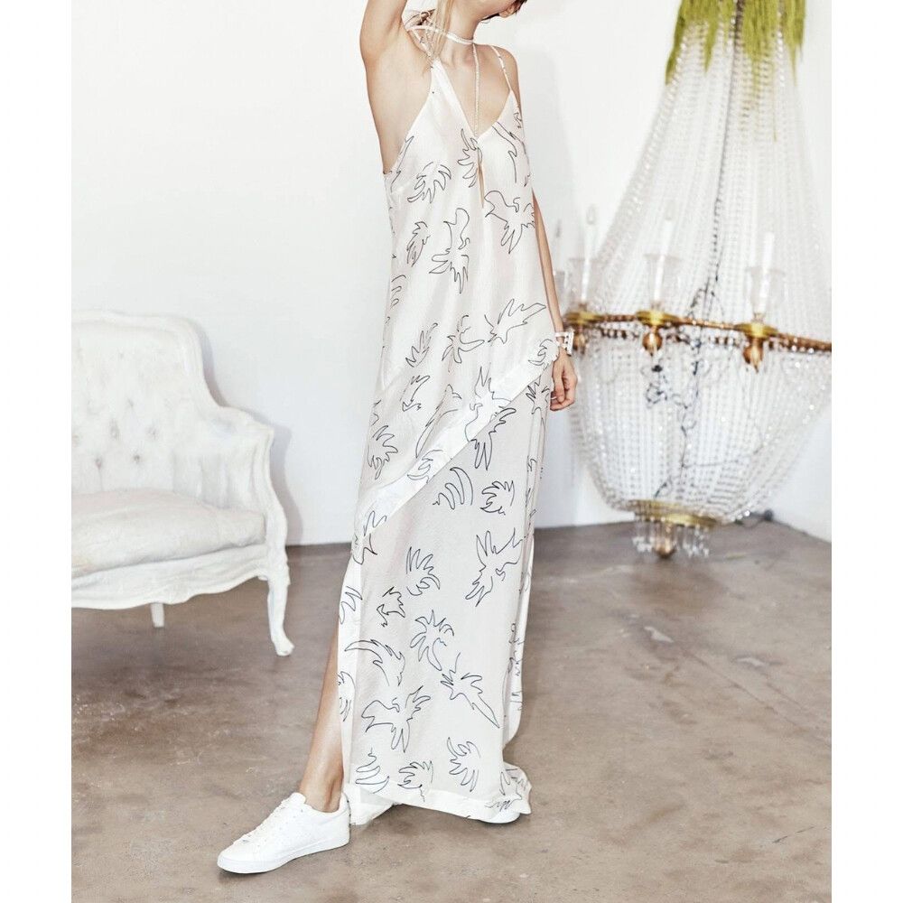 Sass & Bide Dress Size 6 XXS / US 2 Maxi 100% Silk Graphology Print Party