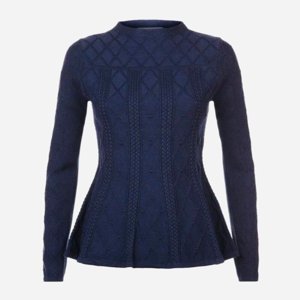 Sandro Jumper Size 3 Large L 14 / US 10 Navy Avery Textured Sweater Top