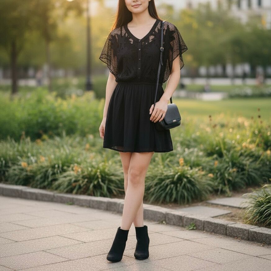 Chasing Unicorns Dress NEW Size M Medium 10 / US 6 Black Lace Mini Sleeve
