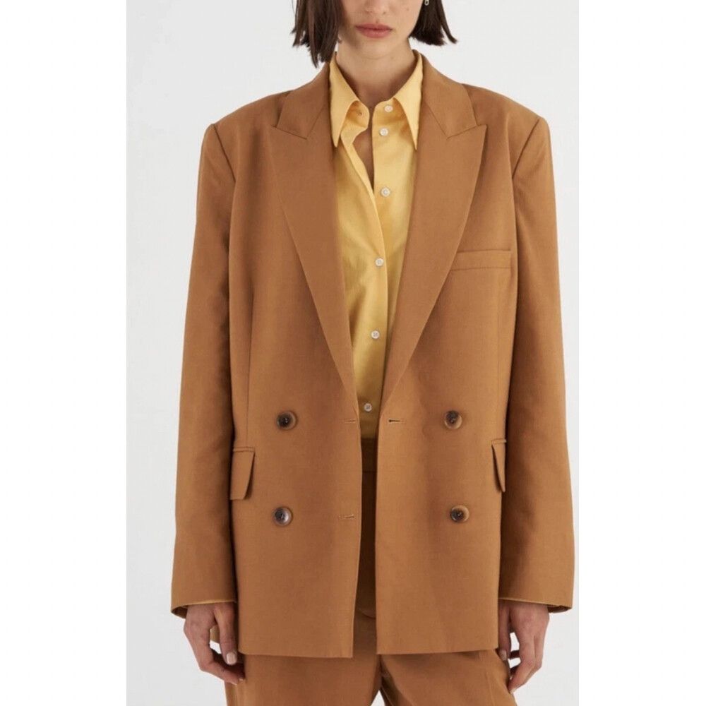 Oroton Blazer Size 8 AU / Small S / US 4 Double Breasted Brown Toffee Jacket