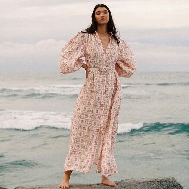 Palm Noosa Dress Size 12 Medium M / US 8 Noddy Midi Linen Belted Blouson