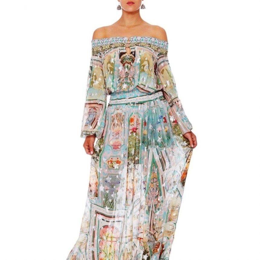 Camilla Dress Size XL 16 / US 12 Matriarch Musings Off The Shoulder Midi Silk